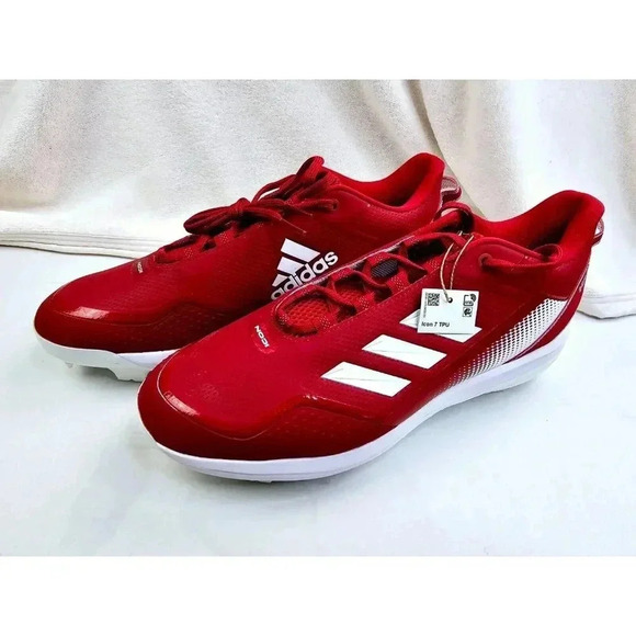 Adidas Size 13.5 Icon 7 Men's Low Top TPU Baseball Cleats Red/White S23880 NWT - Picture 8 of 14